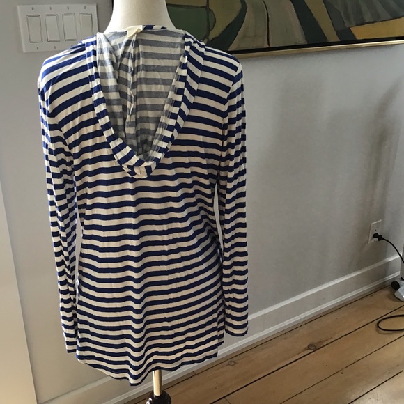 BODY GLOVE nautical strip royal blue and white stripe hoody cover up - Picture 4 of 9